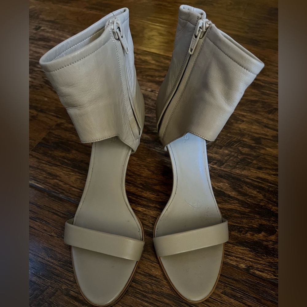 Vince Cream Annalie Heels with Ankle Cuff